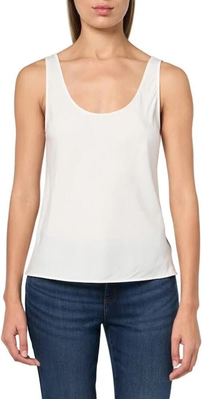 Vince Scoop-Neck Bias Tank Top Off White
